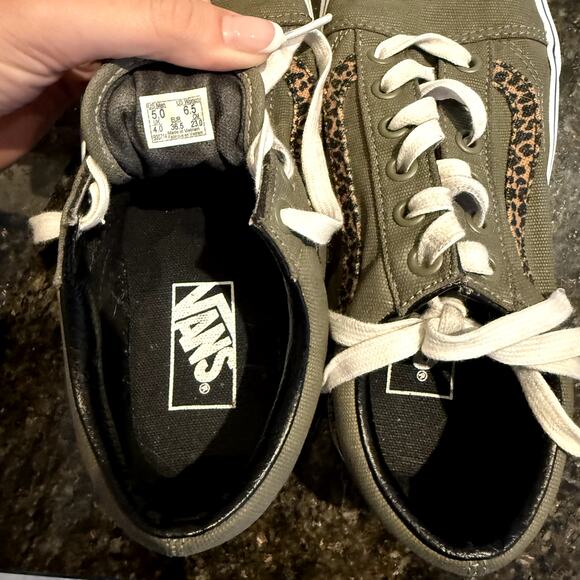 Vans Old Skool Leopard Army Green sneakers size 6.5 - Picture 7 of 7